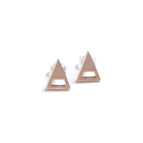 geometric triangle stud earrings in bronze - betsy & iya