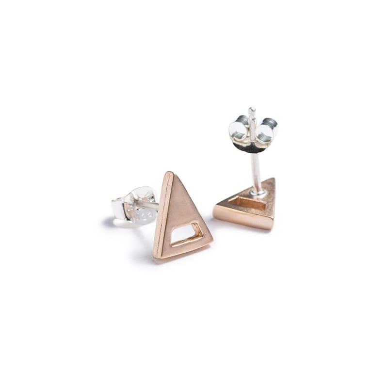 betsy & iya bronze everyday minimalist triangle stud earrings