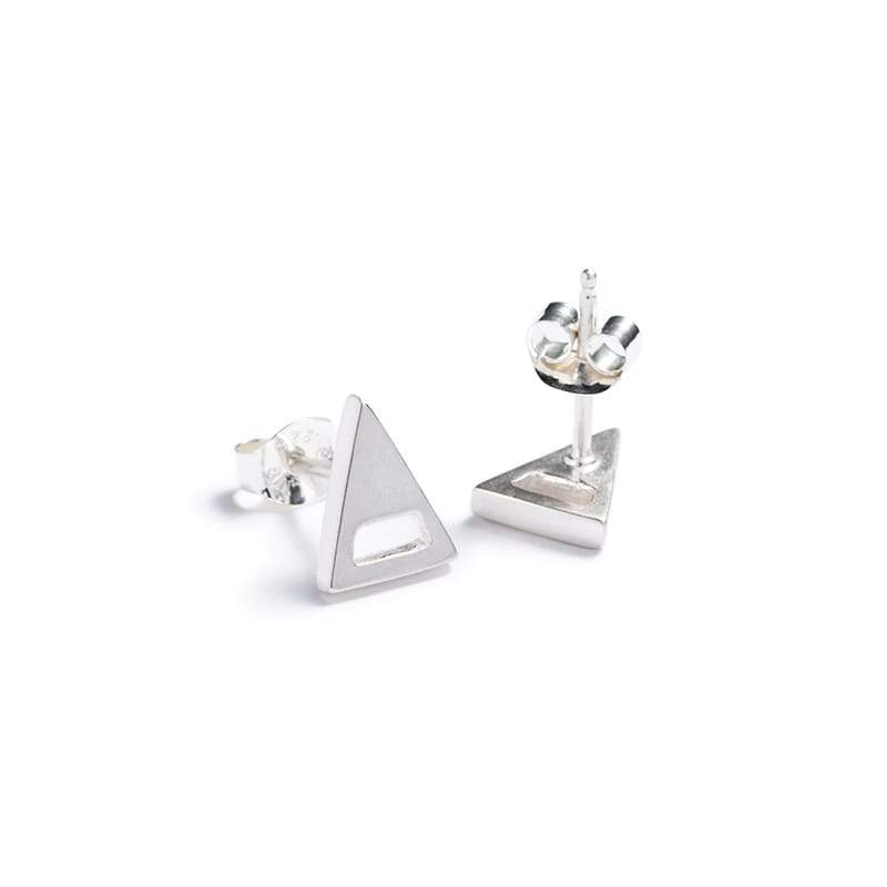 betsy & iya silver mini everyday minimalist style triangle stud earrings