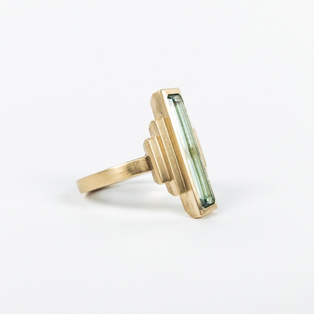 Rectangle Green/Blue Tourmaline & Diamond Cocktail Ring