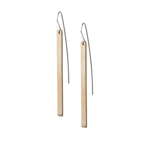 Vertical bronze bar Overlook earrings with silver ear wire.