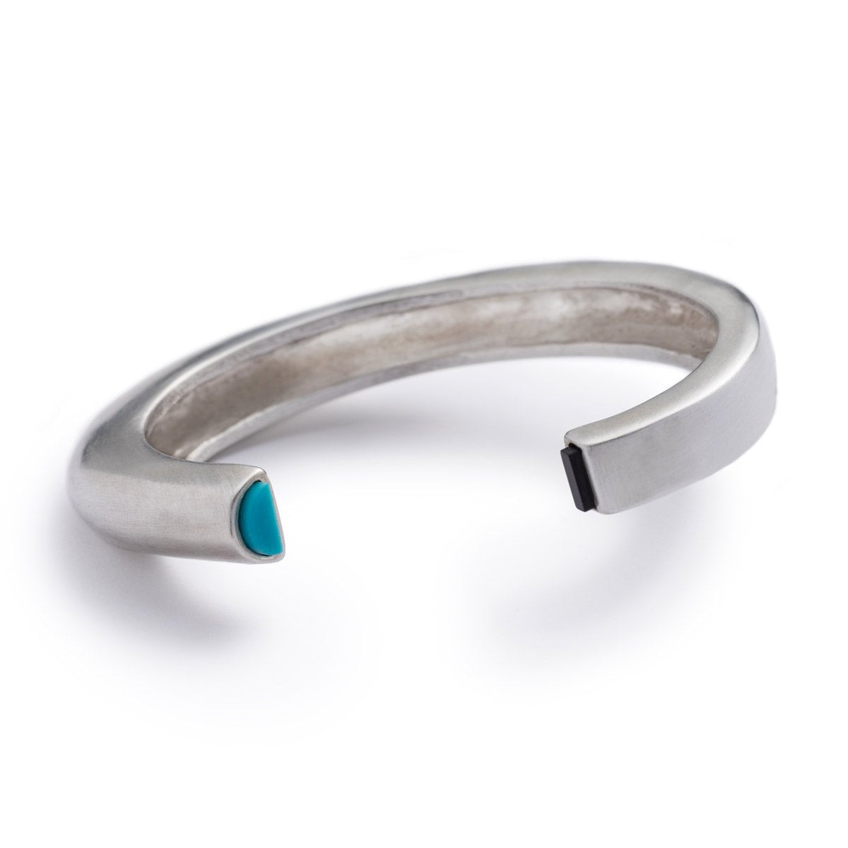 Sterling Silver Cima Cuff with Kingman Turquoise and Black Jasper