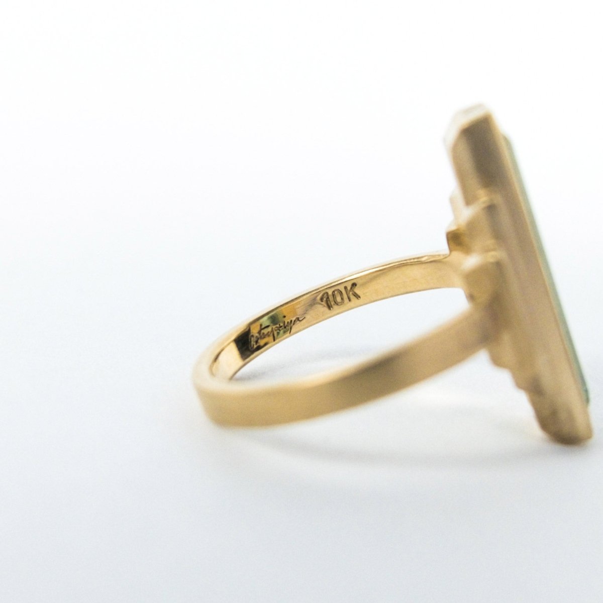 Rectangle Green/Blue Tourmaline & Diamond Cocktail Ring