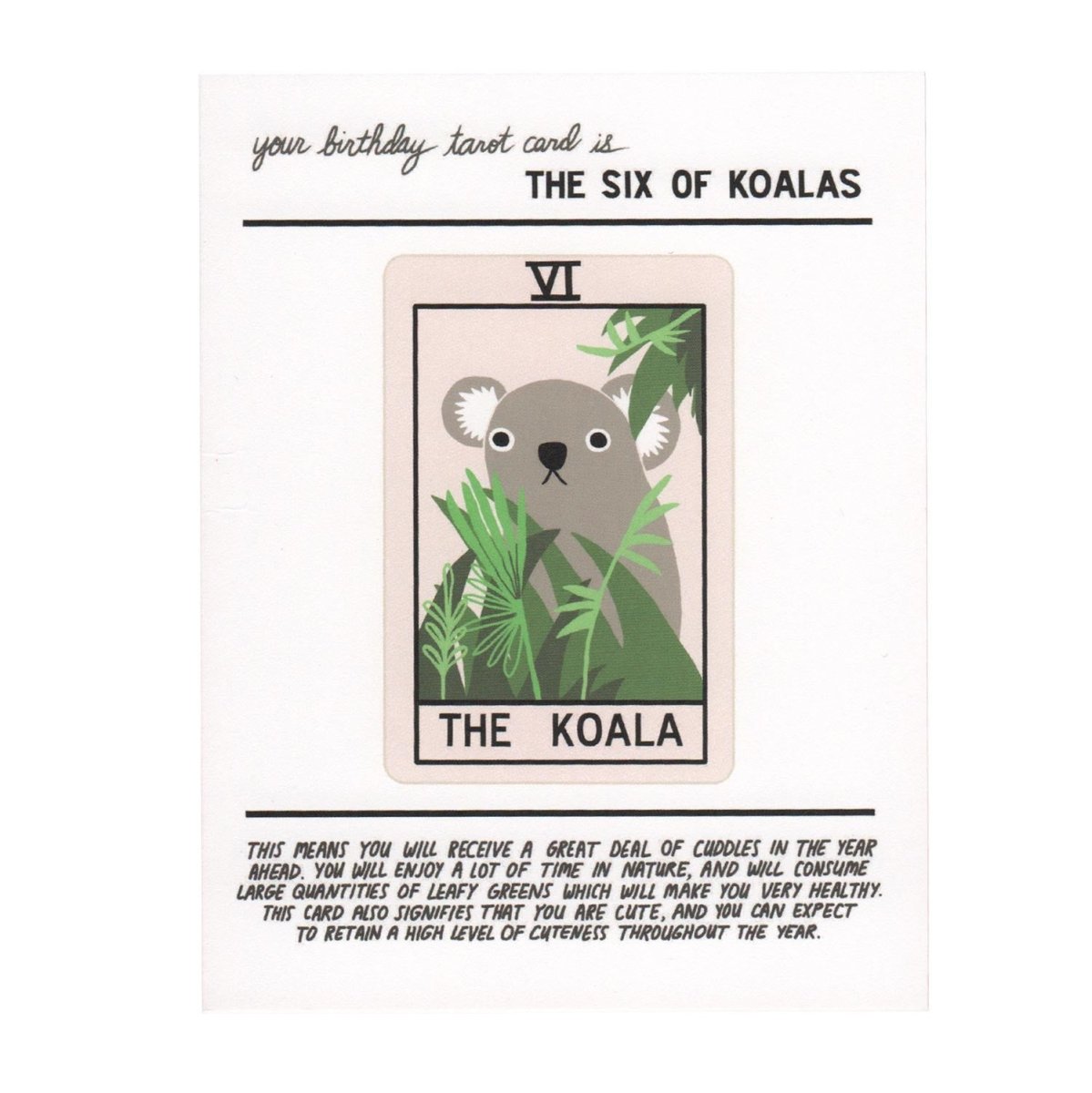 Koala Tarot Birthday Card