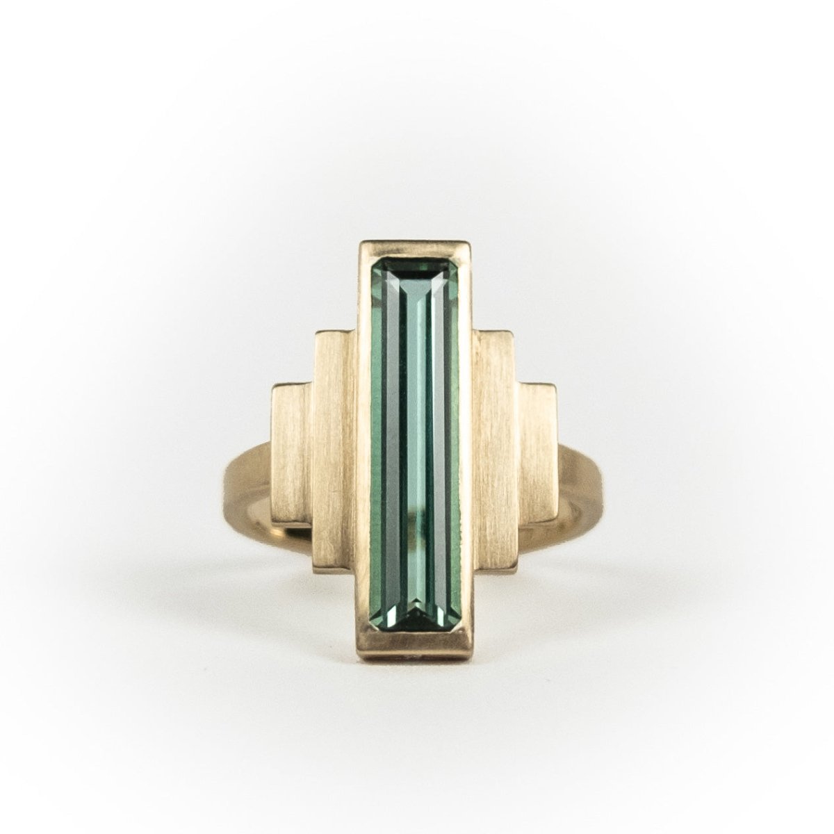 Rectangle Green/Blue Tourmaline & Diamond Cocktail Ring