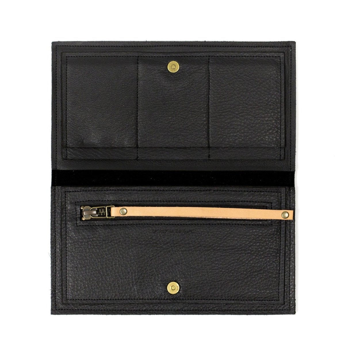 Molly M Leather Pouch Wristlet in matte black