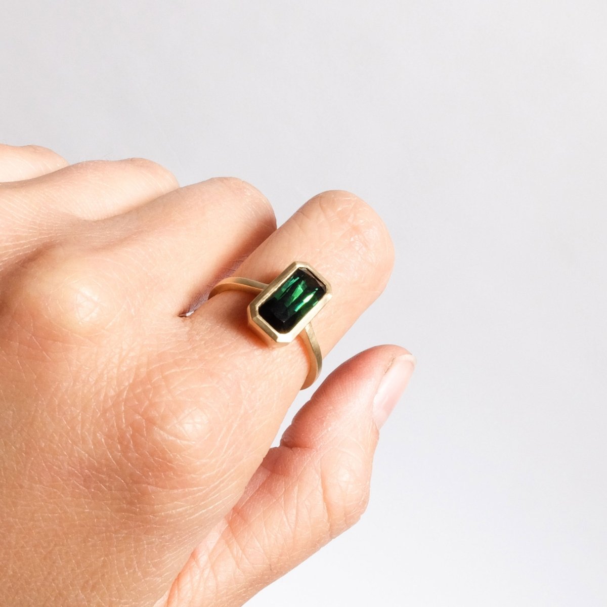 Barion Cut Tourmaline Solitaire Ring