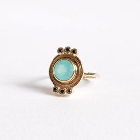 one of a kind ring by Portland jewelry designer betsy & iya with Peruvian opal and black diamonds