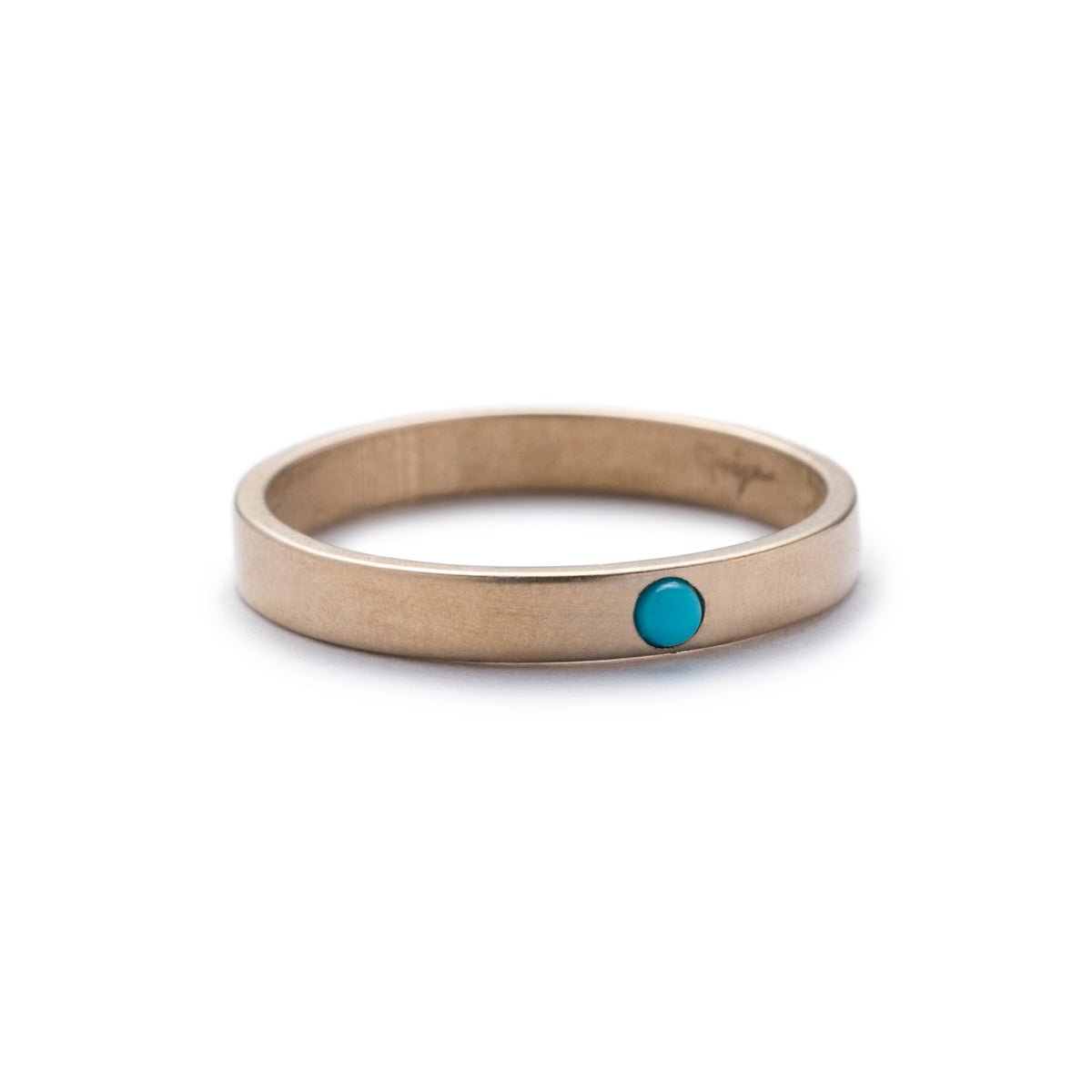 Bronze Runa ring with Kingman turquoise front view