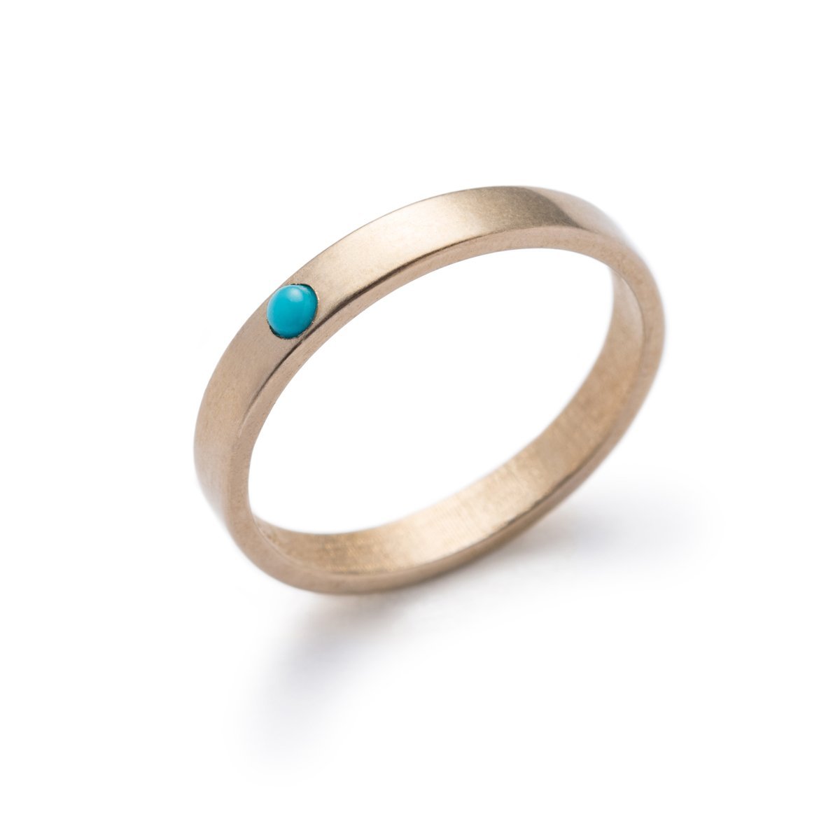 Bronze Runa ring with Kingman turquoise side view