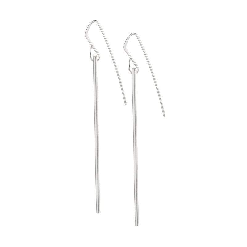 "Svasta" Silver Bar Drop Earrings - betsy & iya