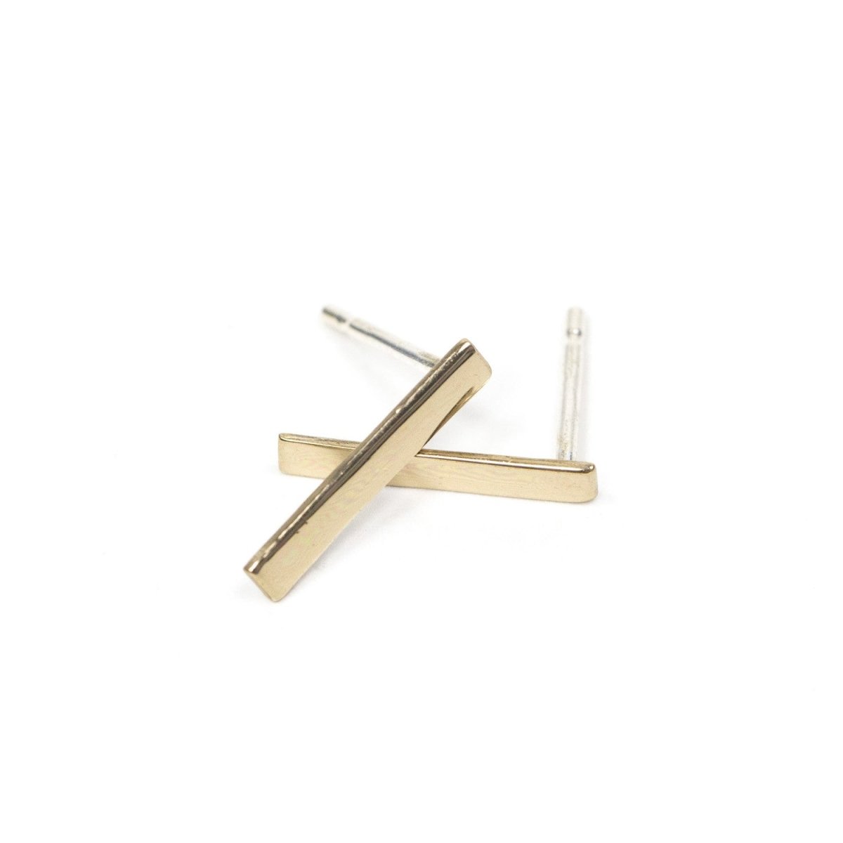 Upper Metal Class Minimalist Bronze Rectangle Bar Earrings