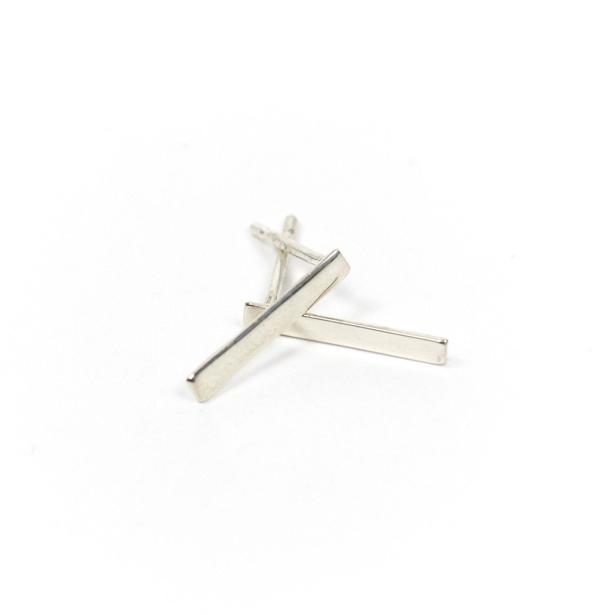 Upper Metal Class Geometric Rectangle Bar Earrings in Silver