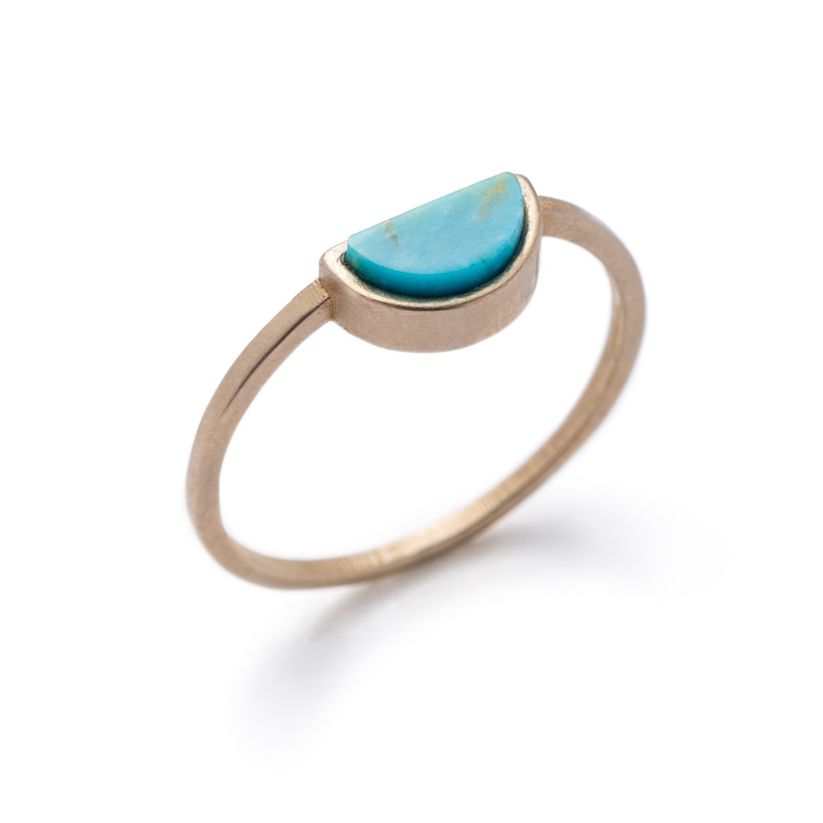 Bronze Sisa ring with Kingman turquoise side view
