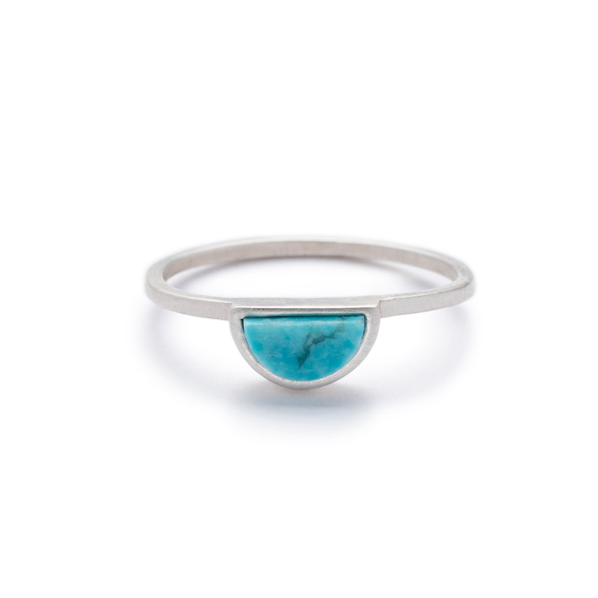 Sterling Silver Sisa ring with Kingman turquoise front view