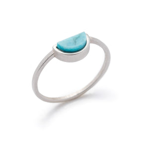 Sterling Silver Sisa ring with Kingman turquoise side view