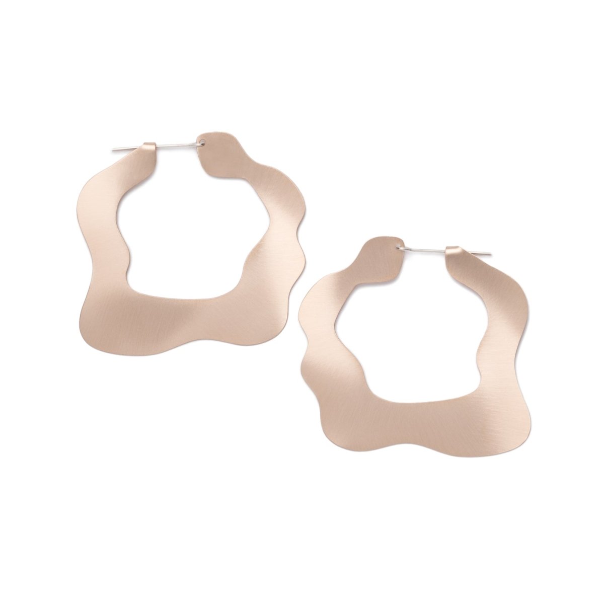 Large, glam, brushed bronze statement hoop earrings, featuring a flat profile and curvy edges, and completed with sterling silver-filled ear wires. Hand-crafted in Portland, Oregon. 